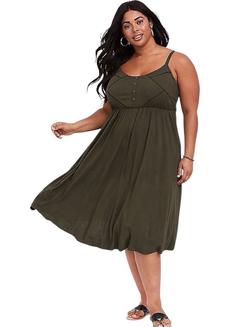 Torrid Olive Green Smocked Hippie Fit & Flare Dress Size 3X